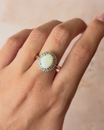 Bague Marguerite Opale 0.85 carat &amp; Diamants 0.42 carat "Kiana"