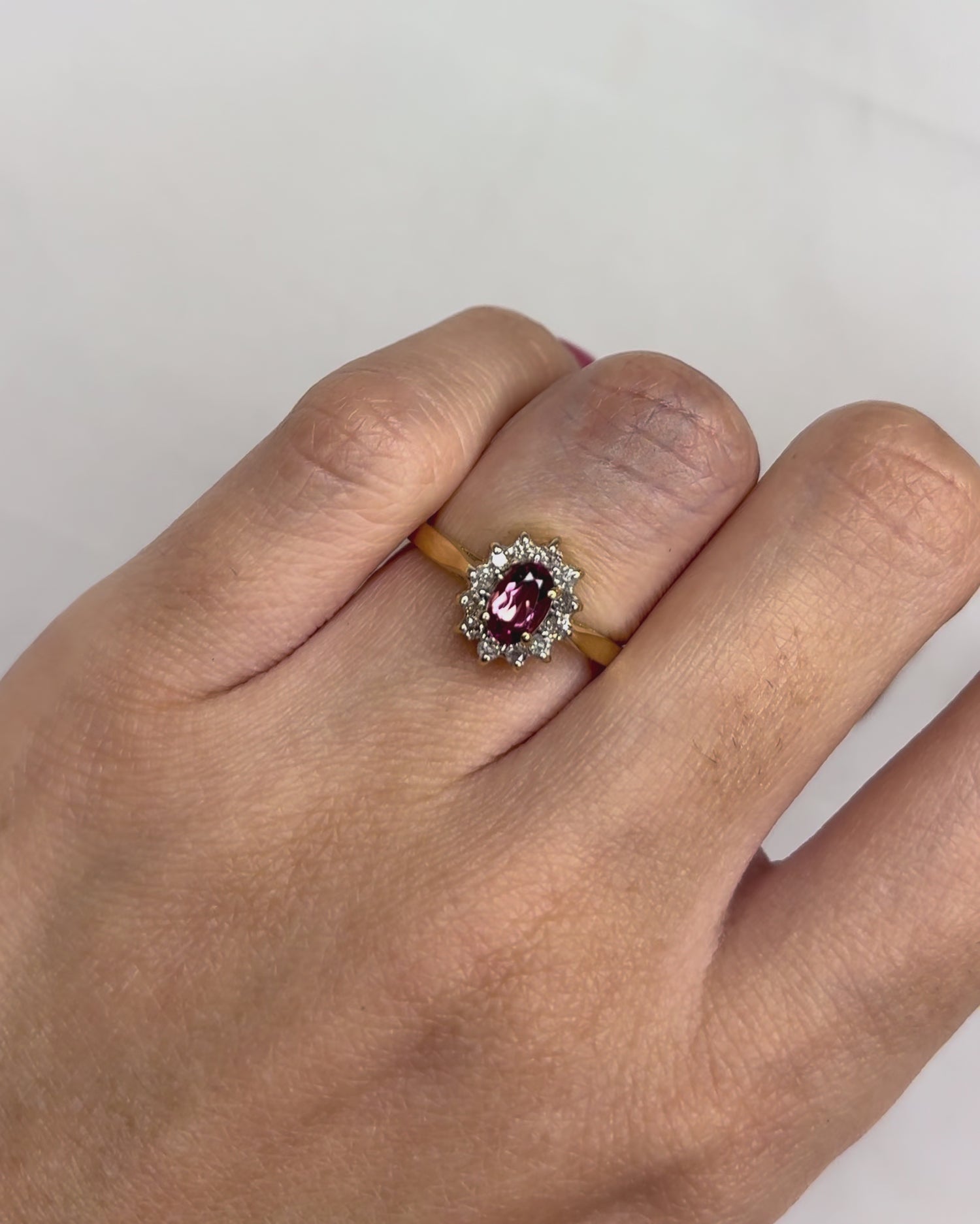Marguerite Rose Tourmaline Ring 0.45 carat &amp; 12 Diamonds &quot;Rachel&quot;
