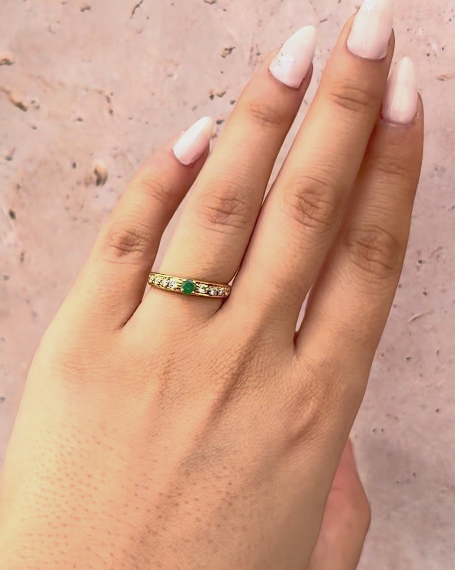 Bague Solitaire Émeraude &amp; Diamants "Zélie"