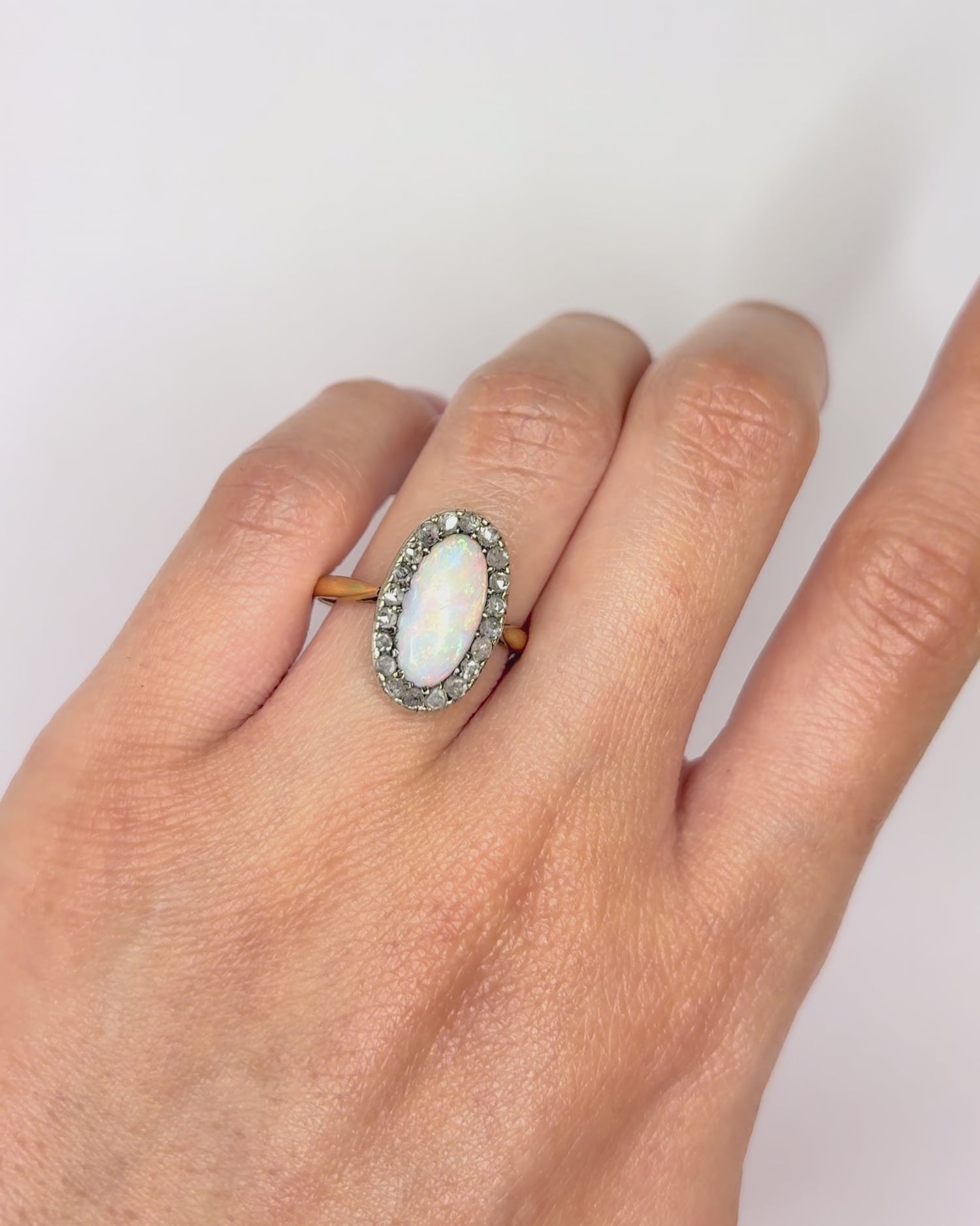 Daisy Ring 19th Century Opal &amp; Diamonds "Danae"