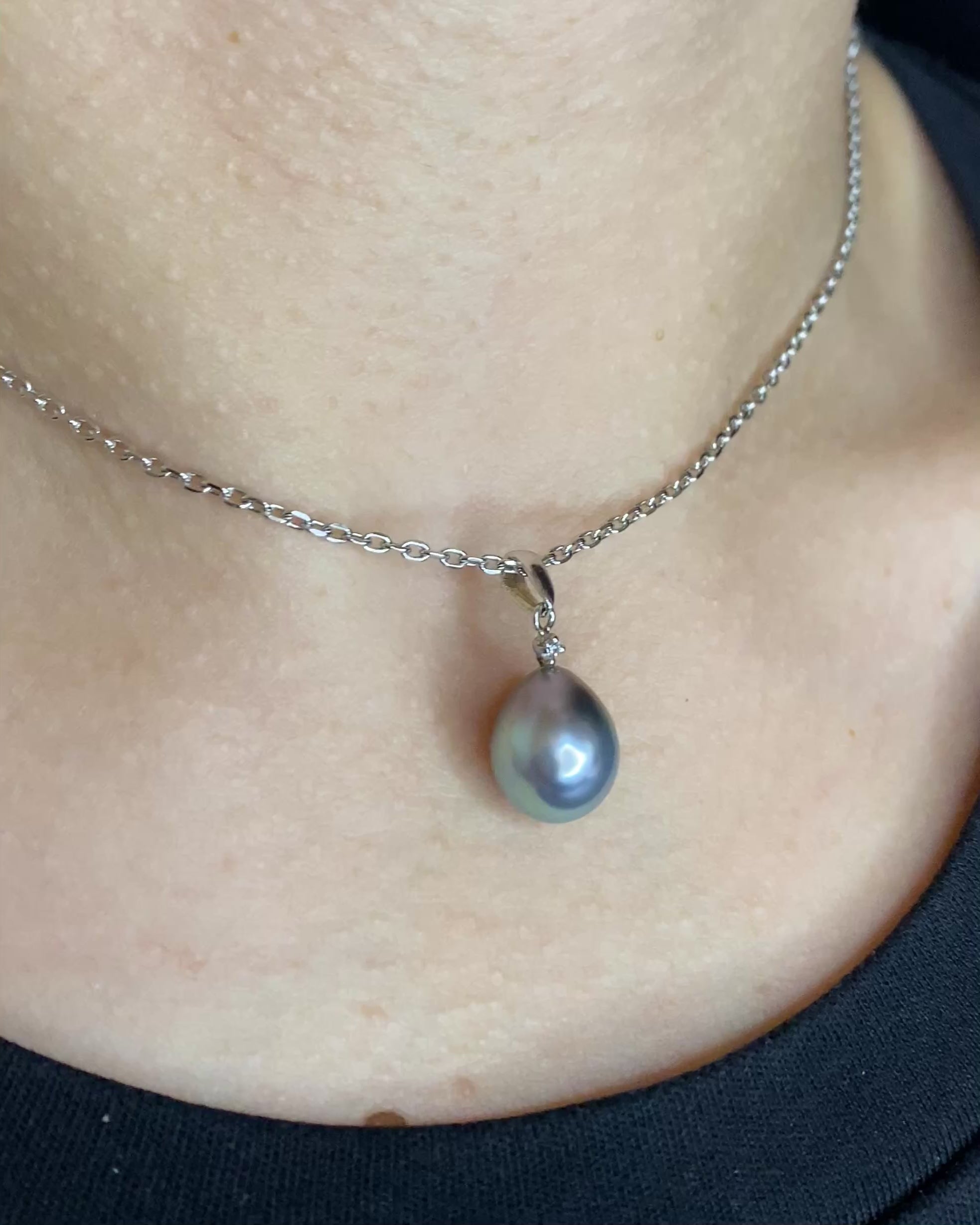 Pendentif Perle &amp; Diamant "Alaïa"
