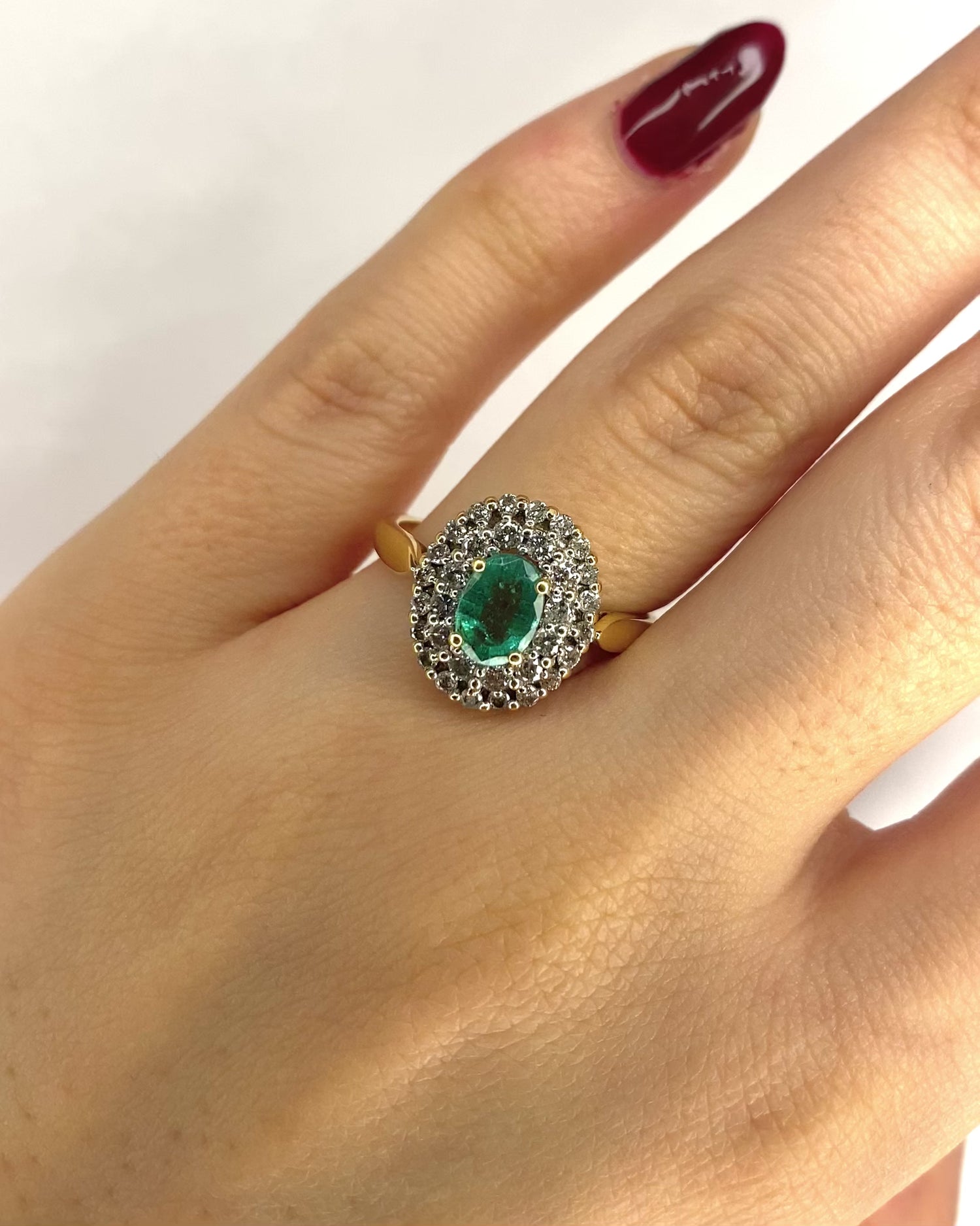 Bague Marguerite Émeraude 0.70 carat &amp; Diamants 0.44 carat "Lia"