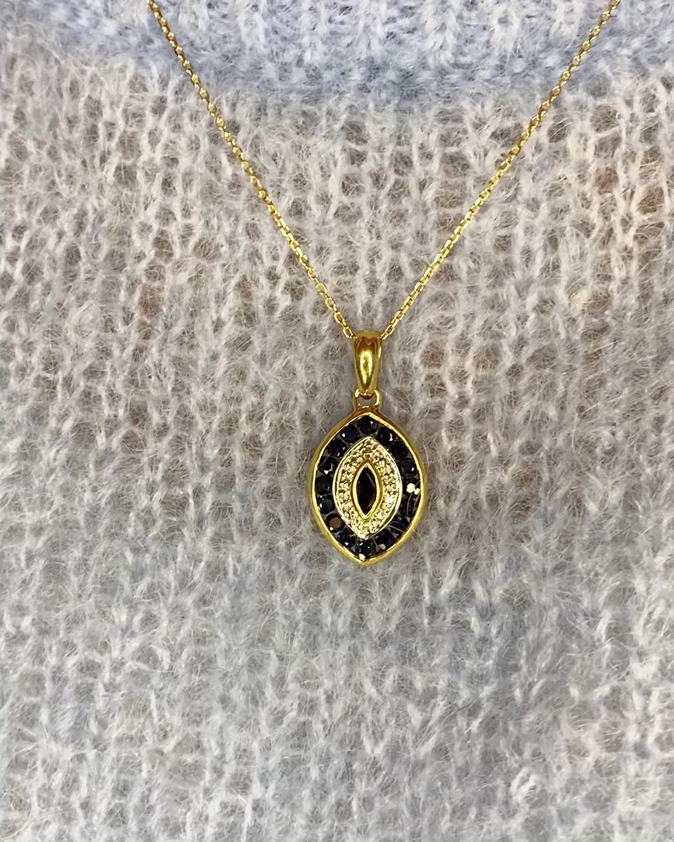 Pendentif Style Art Déco Saphirs 0.42 carat &amp; Diamants "Ninon"