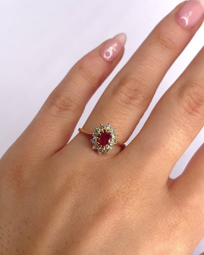 Bague Marguerite Rubis 0.25 carat &amp; Diamants 0.24 carat "Mona"
