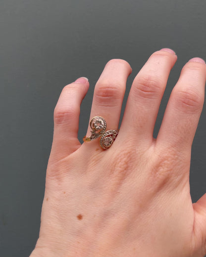 Bague Art-Déco Toi &amp; Moi Diamants &quot;Nilo&quot;
