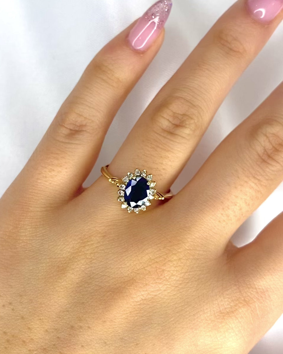 Marguerite Sapphire Ring 1.50 carat &amp; Diamonds "Luisa"