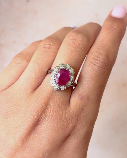 Bague Marguerite Rubis Birman 1.80 carat &amp; 10 Diamants "Kelaya"