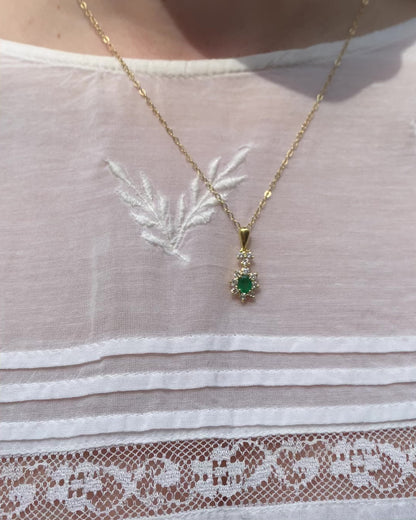 Pendentif Marguerite Emeraude 0.48 carat &amp; Diamants &quot;Aveline&quot;