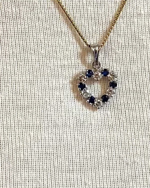 Pendentif Cœur Saphirs &amp; Diamants "Carmen"
