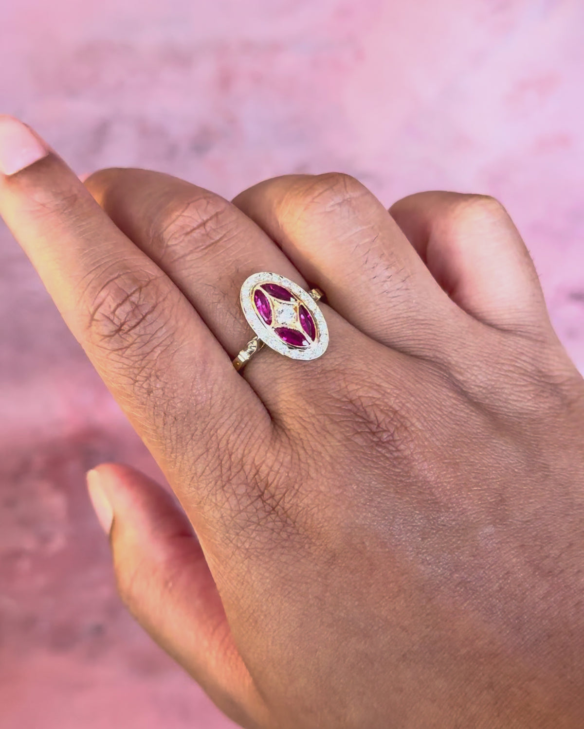Art Deco-Style Ring Ruby 0.52 carat &amp; Diamonds 0.37 carat "Céline"