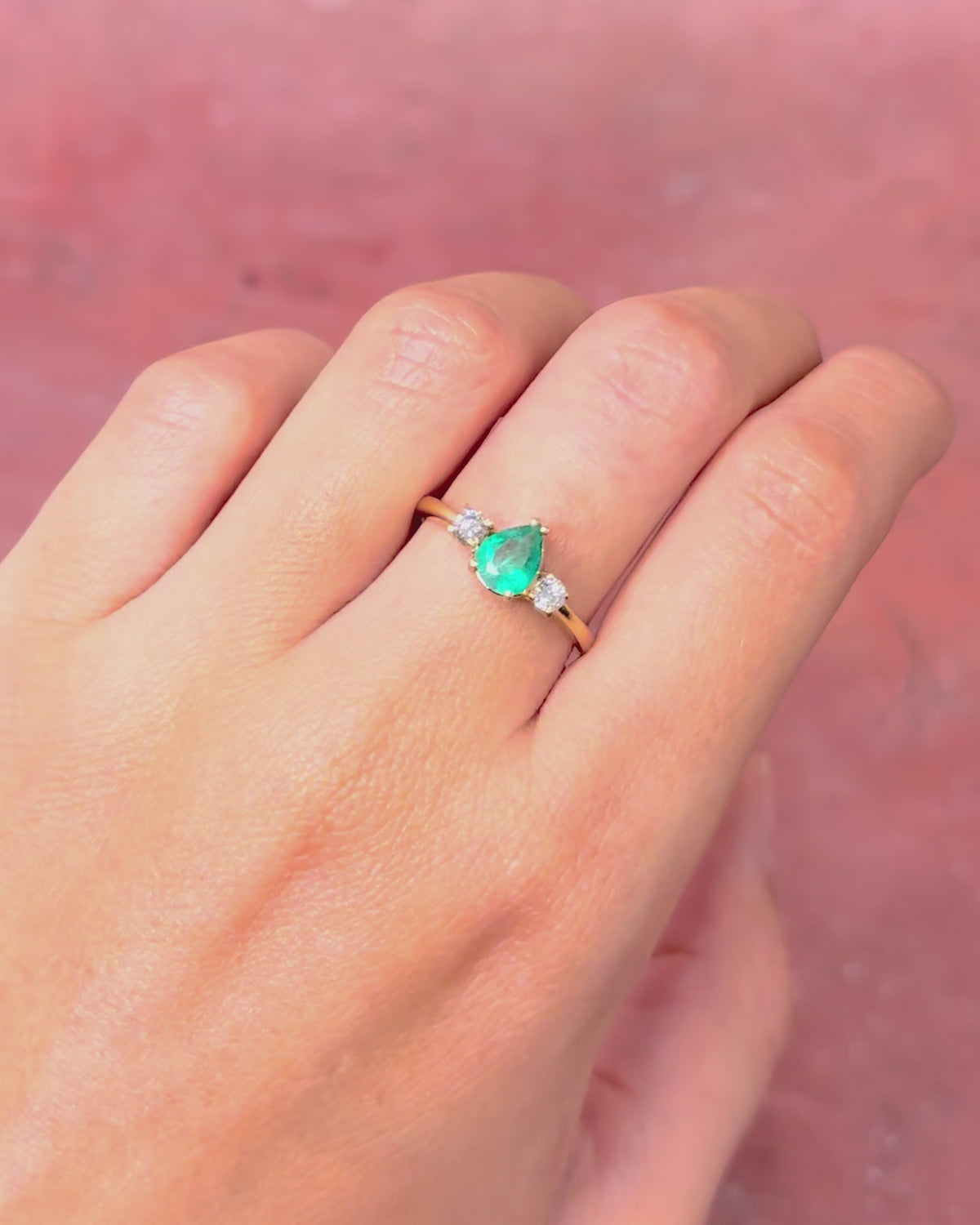 0.70-carat Emerald Trilogy Ring &amp; Diamonds "Camille"