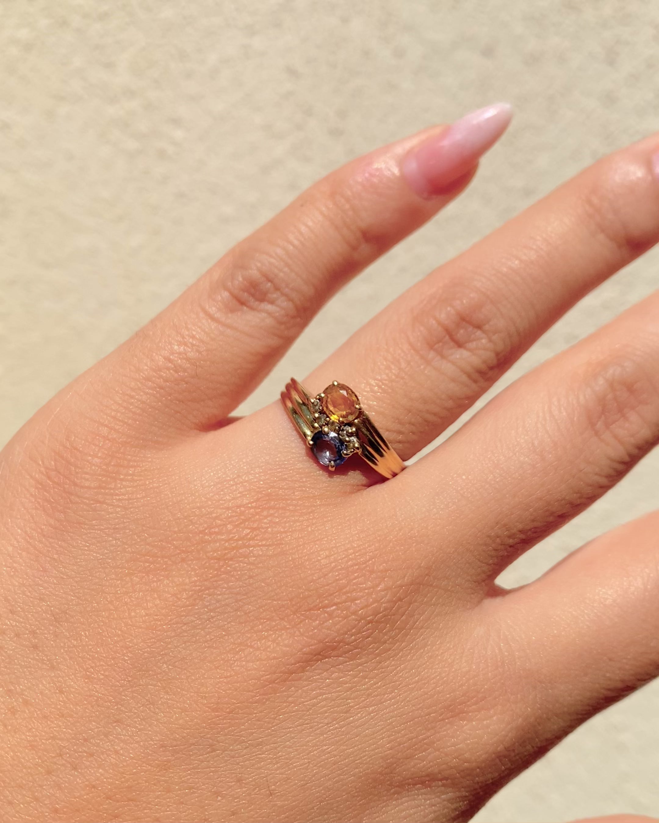 Bague Toi &amp; Moi Saphir Jaune et Bleu &amp; Diamants "Brydille"