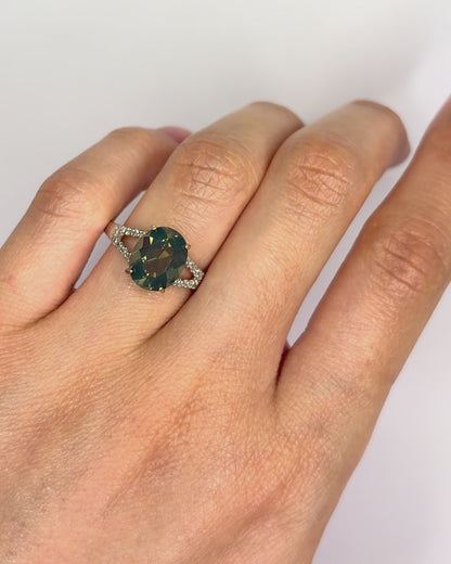 Bague Solitaire Opale 1.90 carat &amp; Diamants "Lucia"