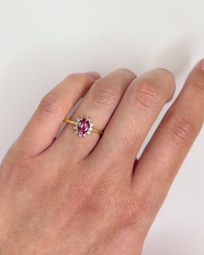 Anillo Marguerite Zafiro Rosa 1 quilate y Diamantes "Iliana"