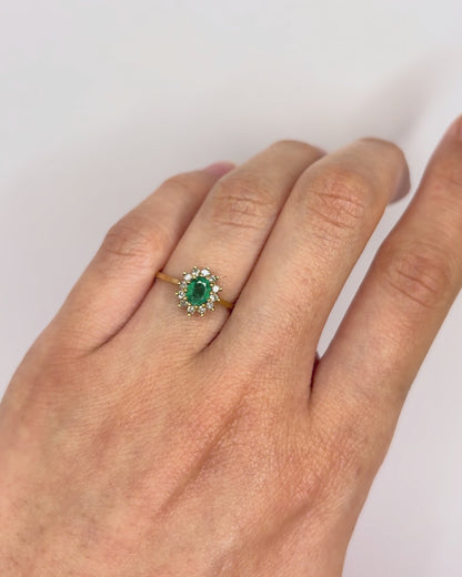 Bague Marguerite Émeraude &amp; Diamants "Christie"