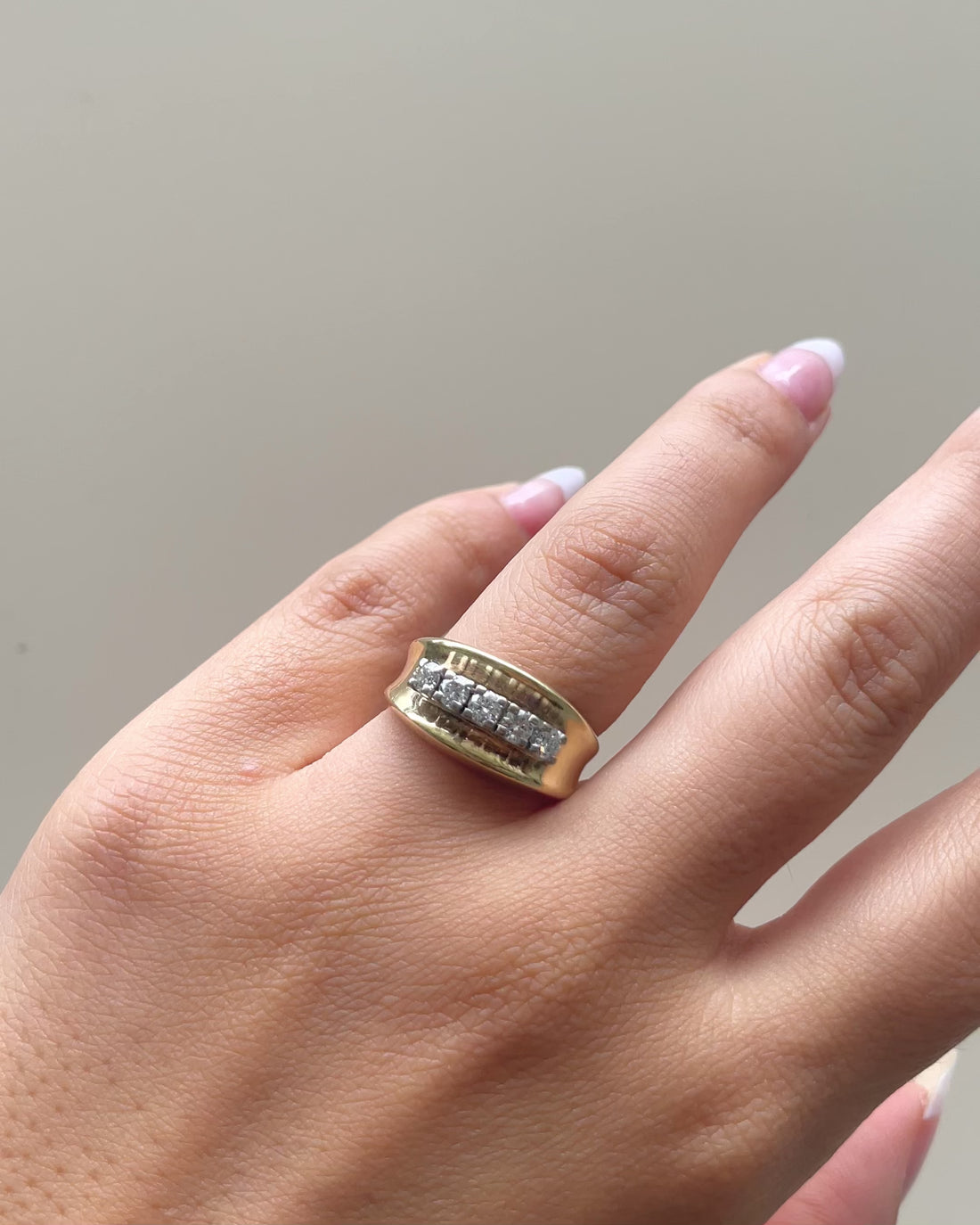 &quot;Mandy&quot; Gold &amp;amp; Diamond Bangle Ring