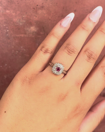 Marguerite Ring Mozambican Ruby 0.43 carat &amp; Diamonds 0.43 carat "Monica"