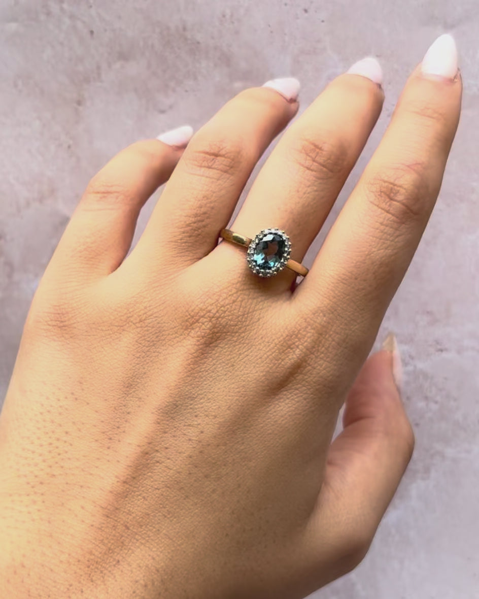 Marguerite Topaz Ring 1.80 carat &amp; Diamonds 0.20 carat "Ambrine"