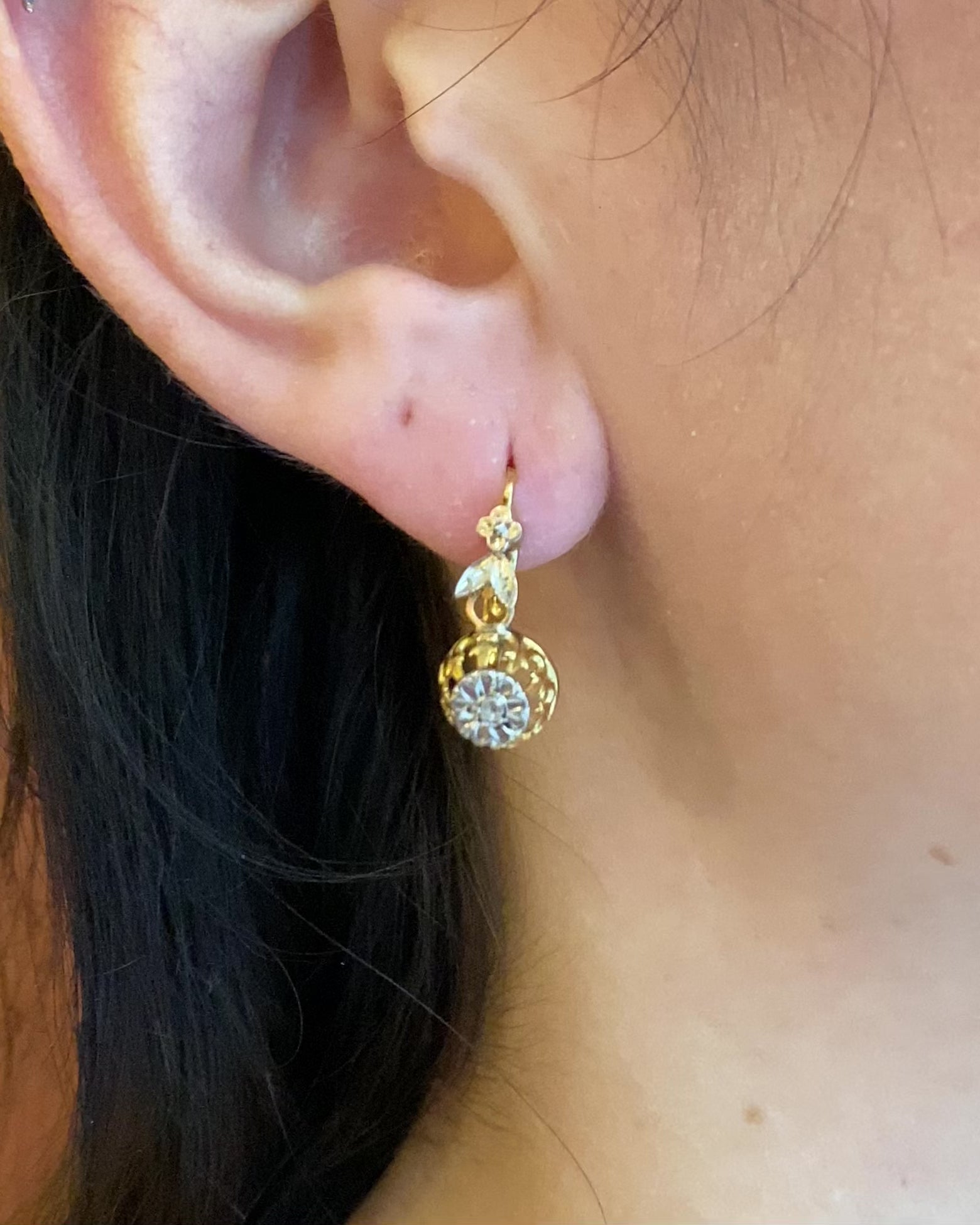 Pendientes Dormilones Art Déco Diamantes "Félicia"
