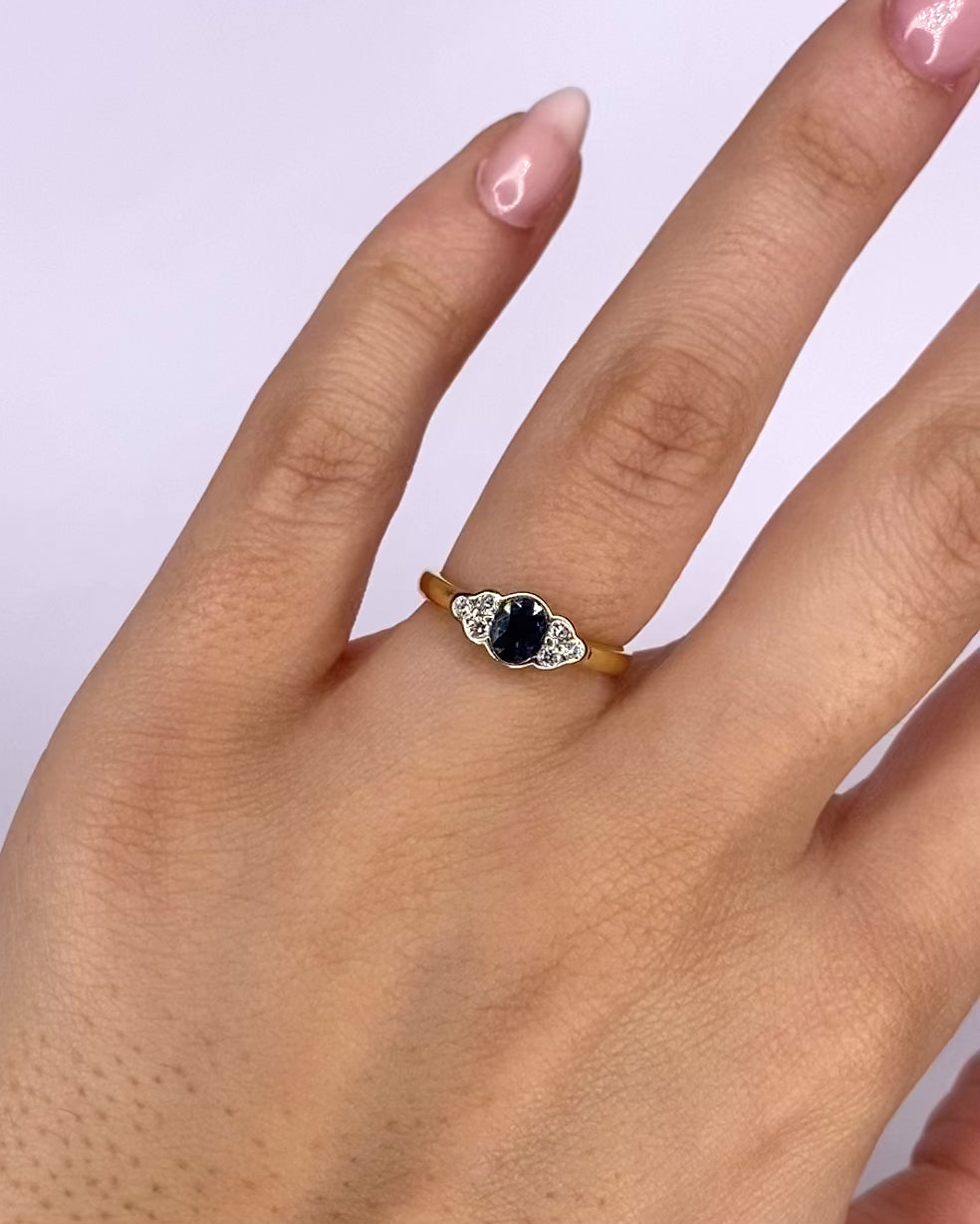 "Tiphaine" Sapphire &amp; Diamond Trilogy Ring