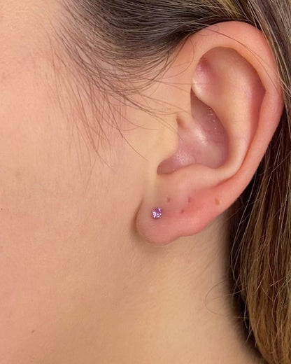 Pendientes de botón con zafiros rosas "Gabrielle"