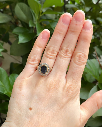 Bague Style Art-déco Saphir 2.30 carats &amp; Diamants &quot;Donatella&quot;