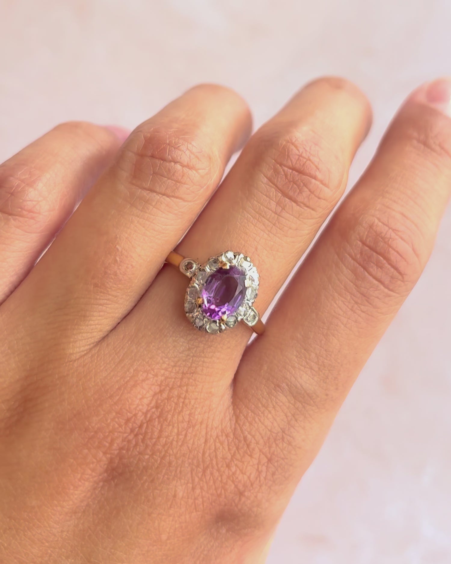Bague Art-Déco Améthyste 1.10 carat &amp; Diamants "Eglantine"