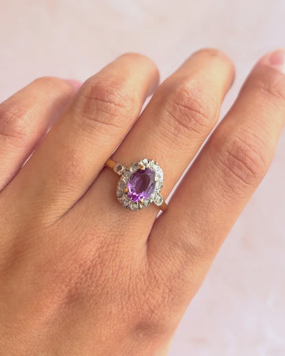 Bague Art-Déco Améthyste 1.10 carat &amp; Diamants "Eglantine"