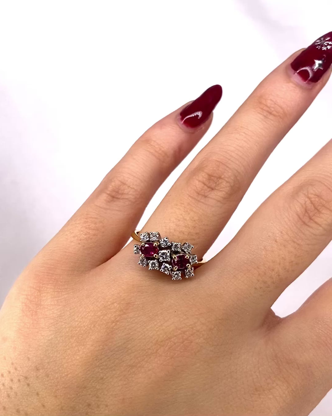 Bague Double Marguerite Rubis 0.50 carat &amp; 13 Diamants "Hilonna"