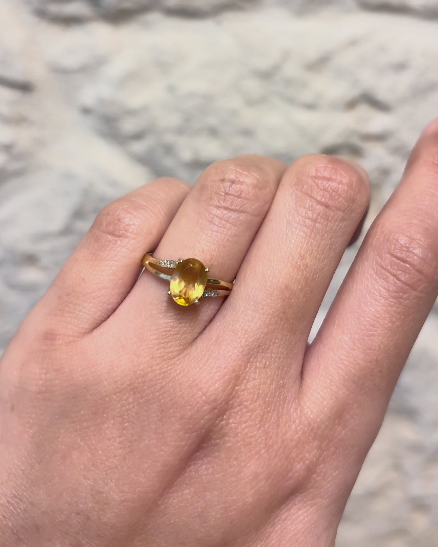 Solitaire Citrine Ring 1.10 carat &amp; Diamonds &quot;Nala&quot;