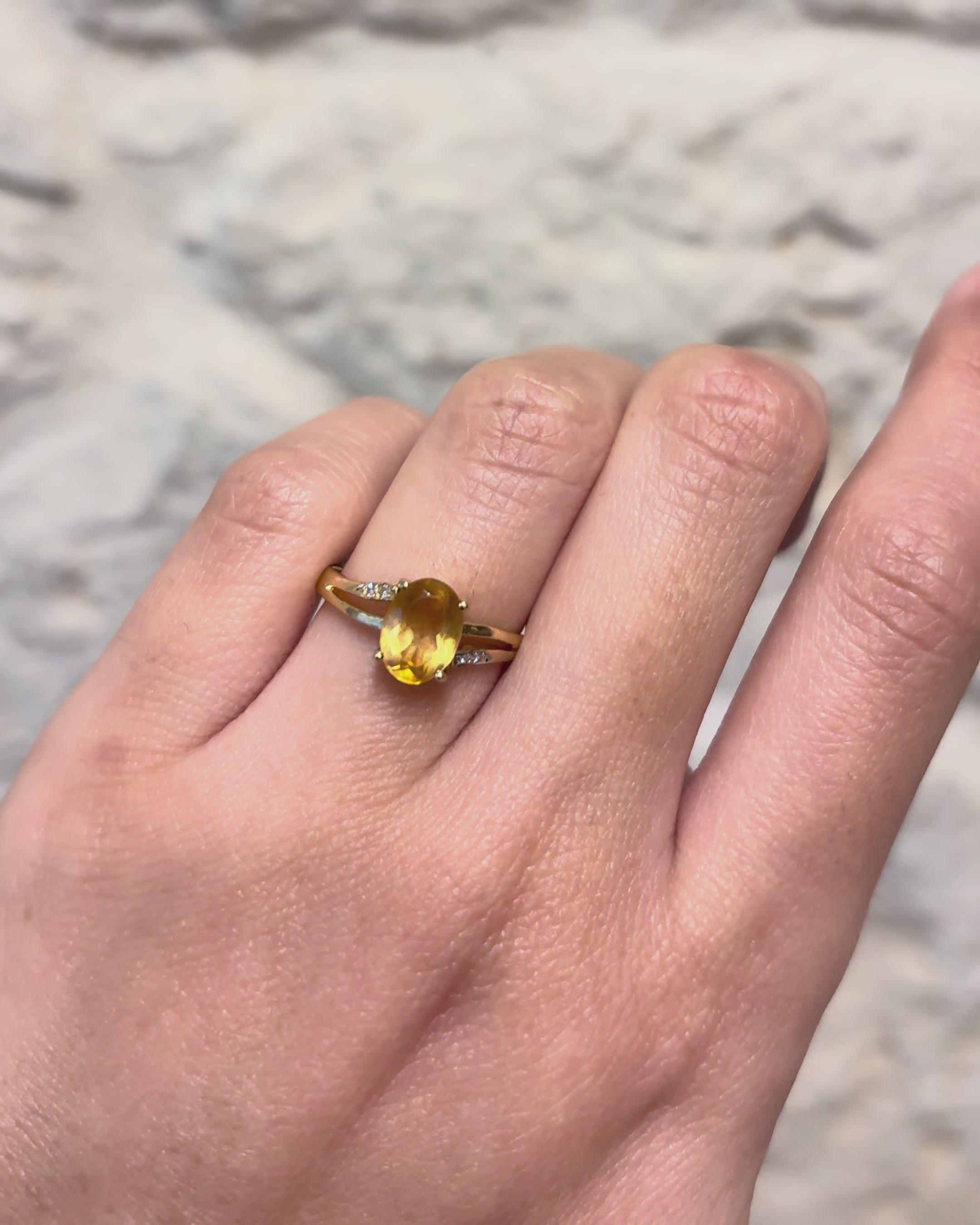 Bague Solitaire Citrine 1.10 carat &amp; Diamants "Nala"