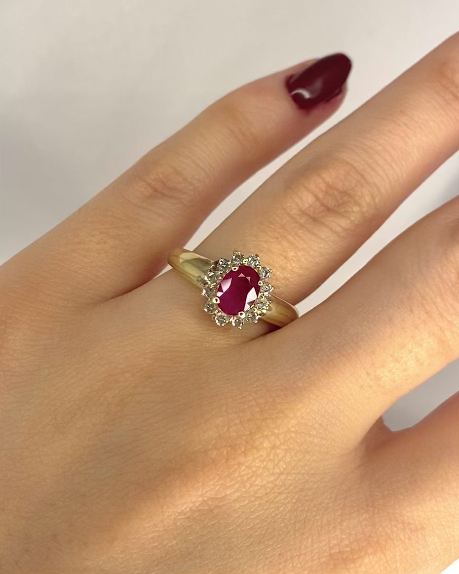 Bague Marguerite Rubis 1.06 carat &amp; Diamants "Blanche"