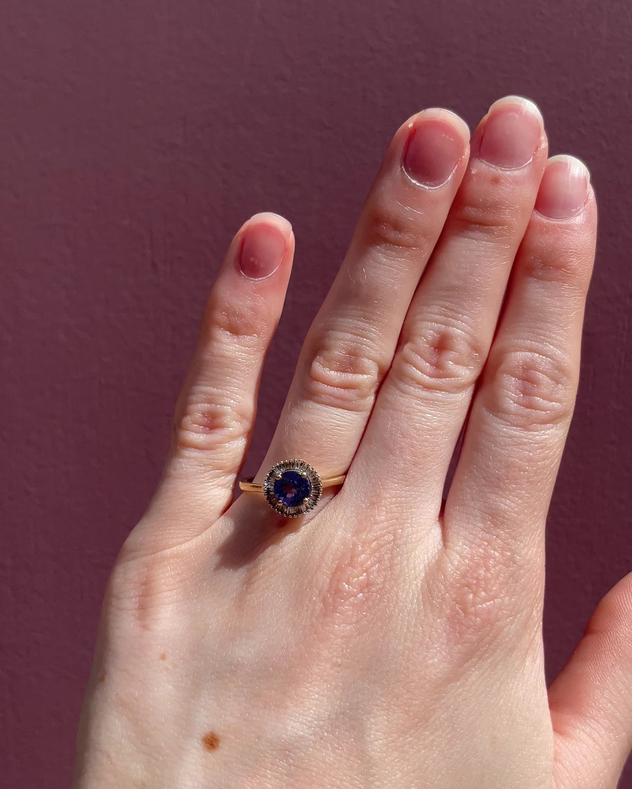 Bague Marguerite Tanzanite &amp; Diamants baguette "Lelia"