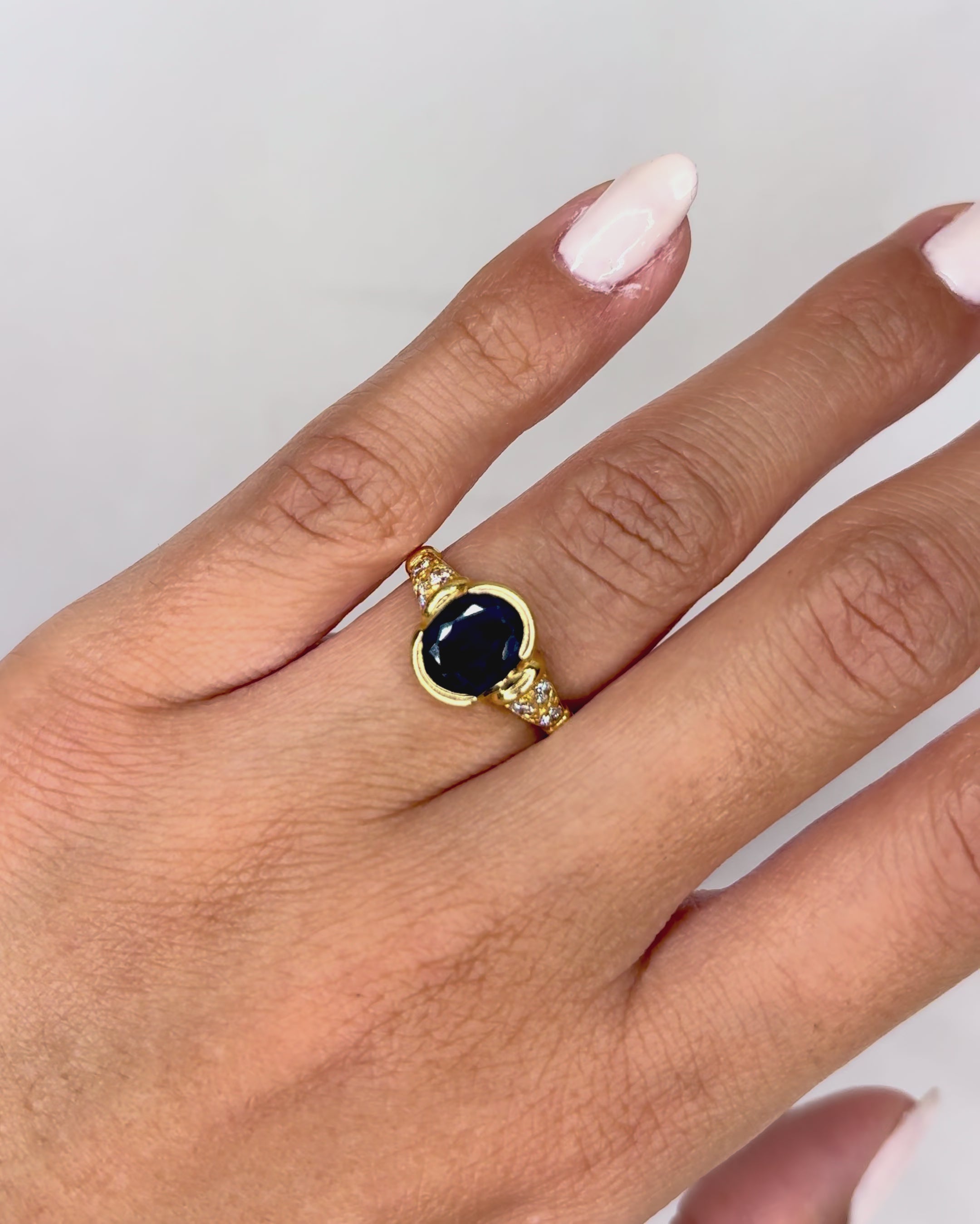 Bague Trilogie Saphir 1.82 carat &amp; Diamants "Nélia"