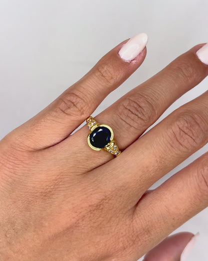 Bague Trilogie Saphir 1.82 carat &amp; Diamants &quot;Nélia&quot;