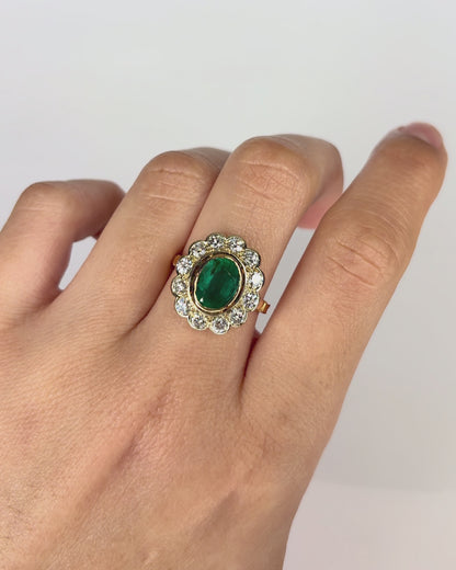 Daisy Emerald Ring 1.80 carat &amp; Diamonds 1.20 carat "Sophie"
