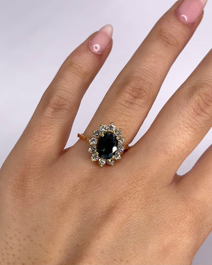 Bague Marguerite Saphir 1.80 carat &amp; Diamants 0.48 carat "Surya"