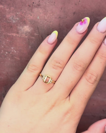 Bague Trilogie Topaze Champagne 1 carat &amp; Diamants "Ysée"