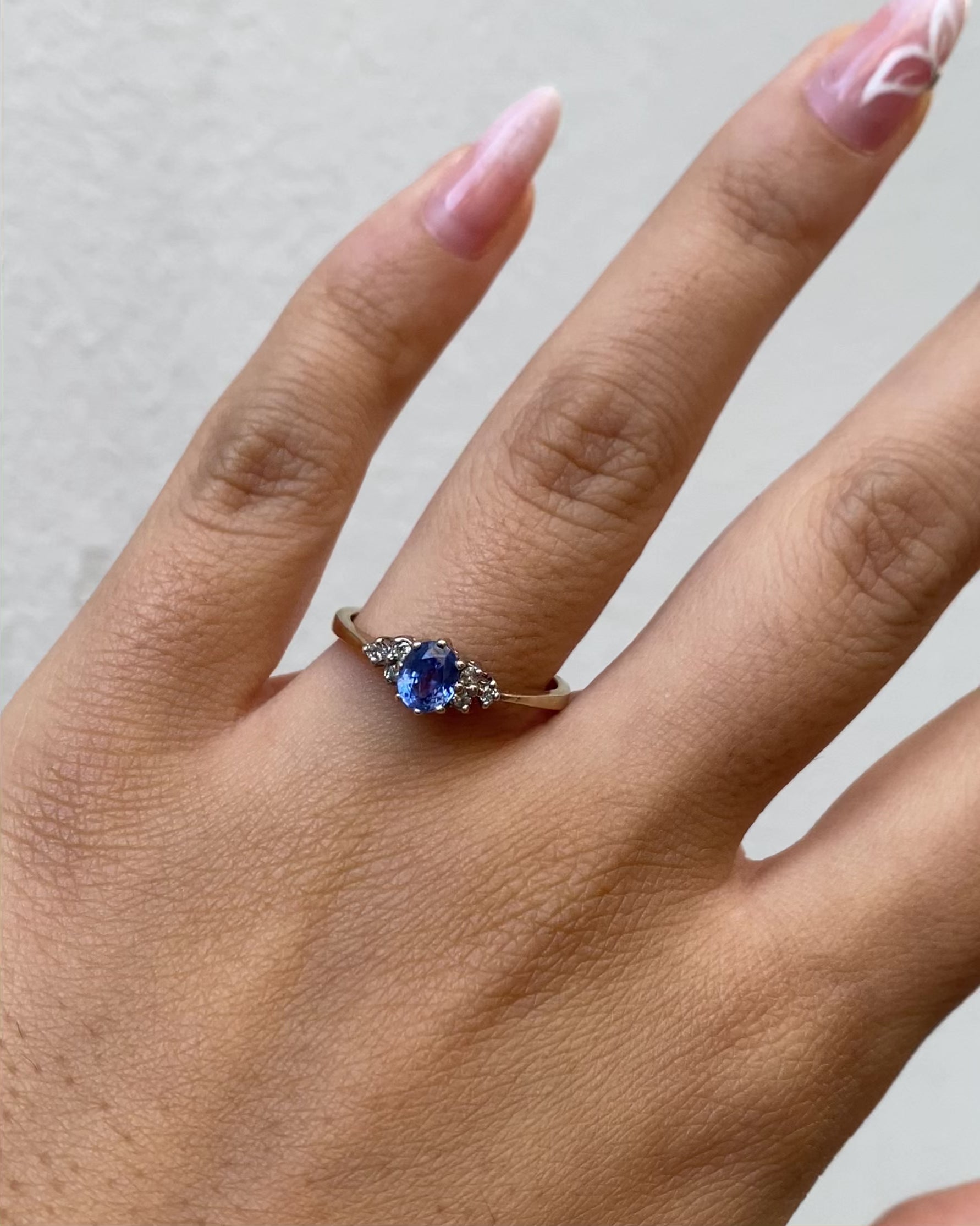 Trilogy Sapphire 0.70 carat &amp; Diamonds Ring "Olivia"