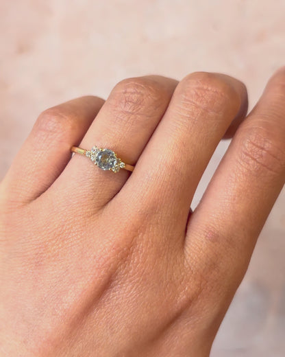 Aquamarine Trilogy Ring 0.50 Carat &amp; Diamonds "Albane"