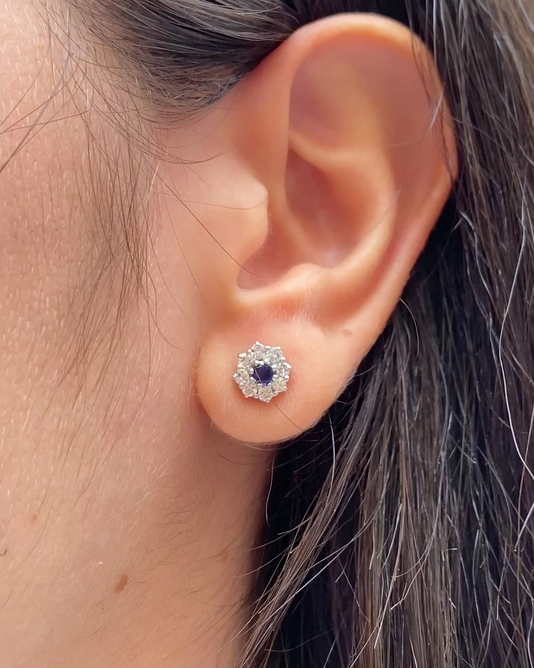 Boucles Marguerite Saphirs &amp; Diamants &quot;Judie&quot;