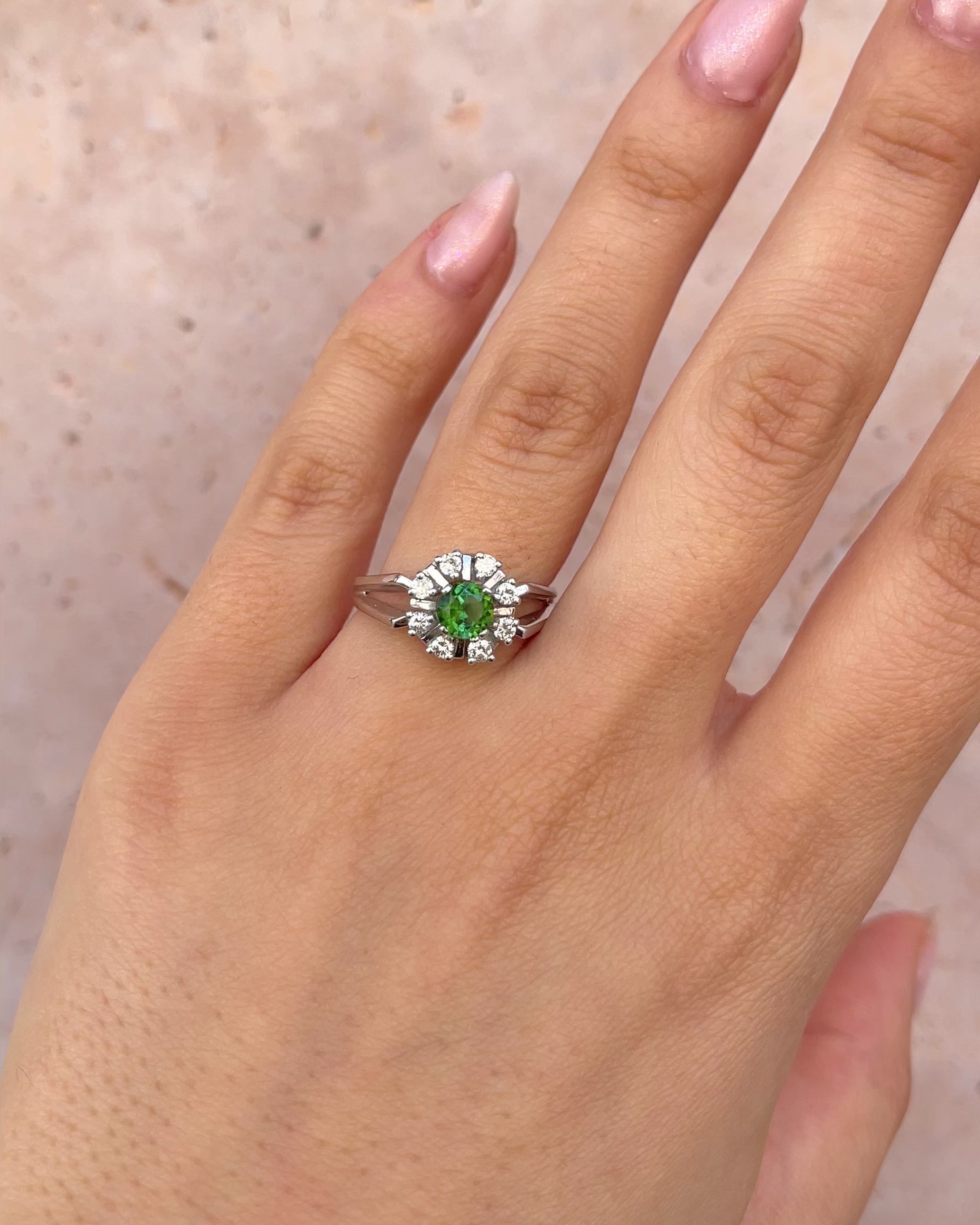 Marguerite Ring Tourmaline 0.60 Carat &amp; Diamonds 0.32 Carat "Solene"