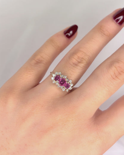 Marguerite Trilogy Ring Pink Sapphires 0.65 Carat &amp; Diamonds 0.32 Carat "Denise"