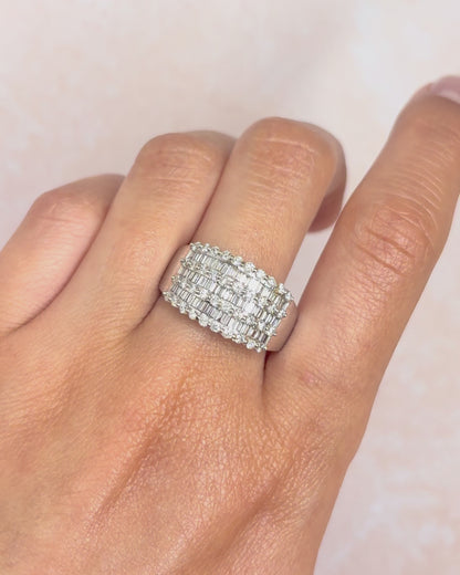 Bangle Ring with Baguette and Round Diamonds 1.62 Carat "Yvonne"