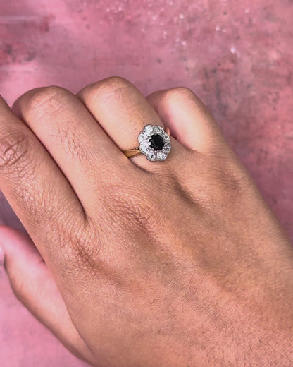 Sapphire &amp; Diamond Daisy Ring "Isabelle"