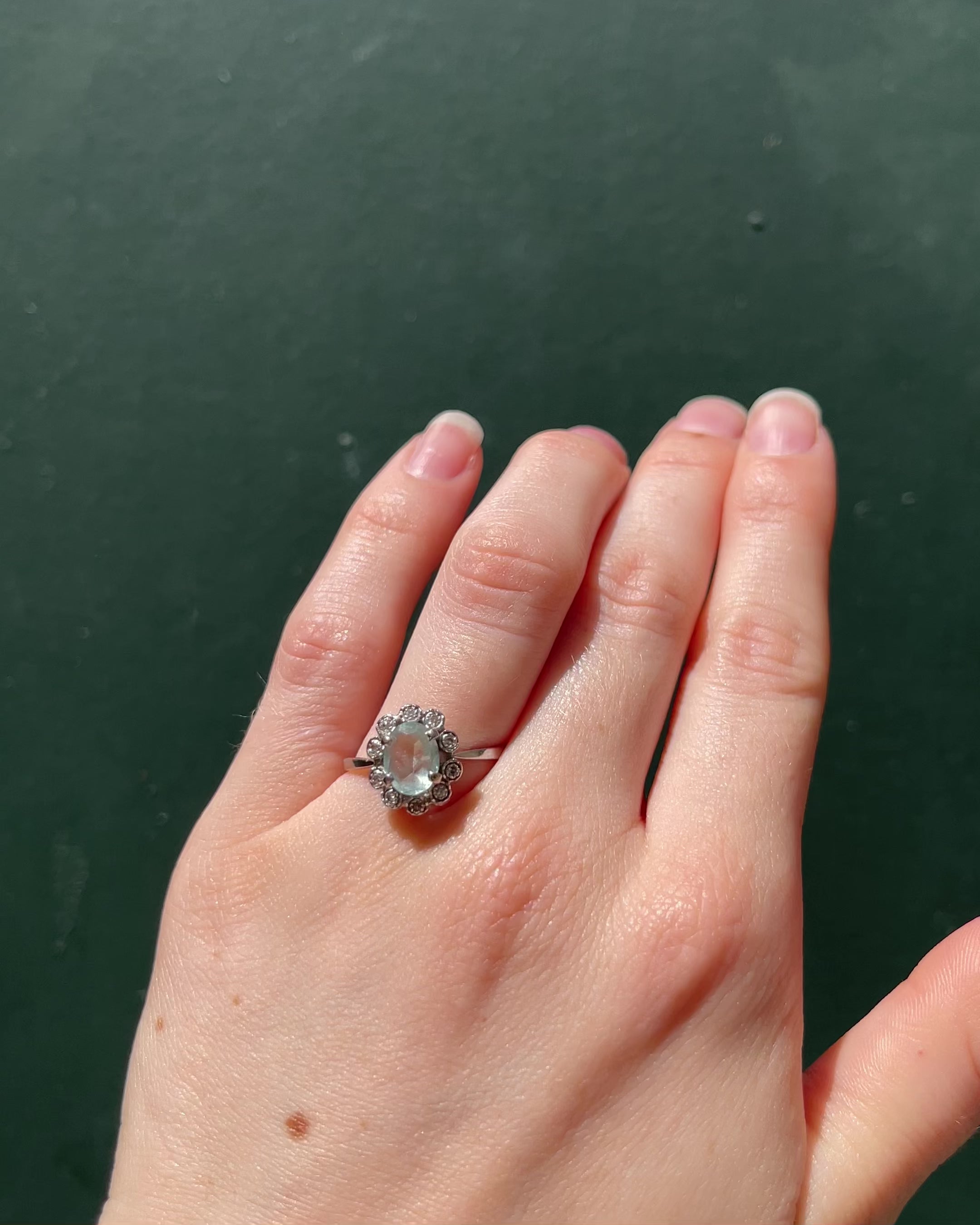 Bague Marguerite Aigue-marine 1 carat &amp; Diamants "Callista"
