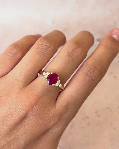 Bague Trilogie Rubis 1.50 carat &amp; Diamants "Julie"