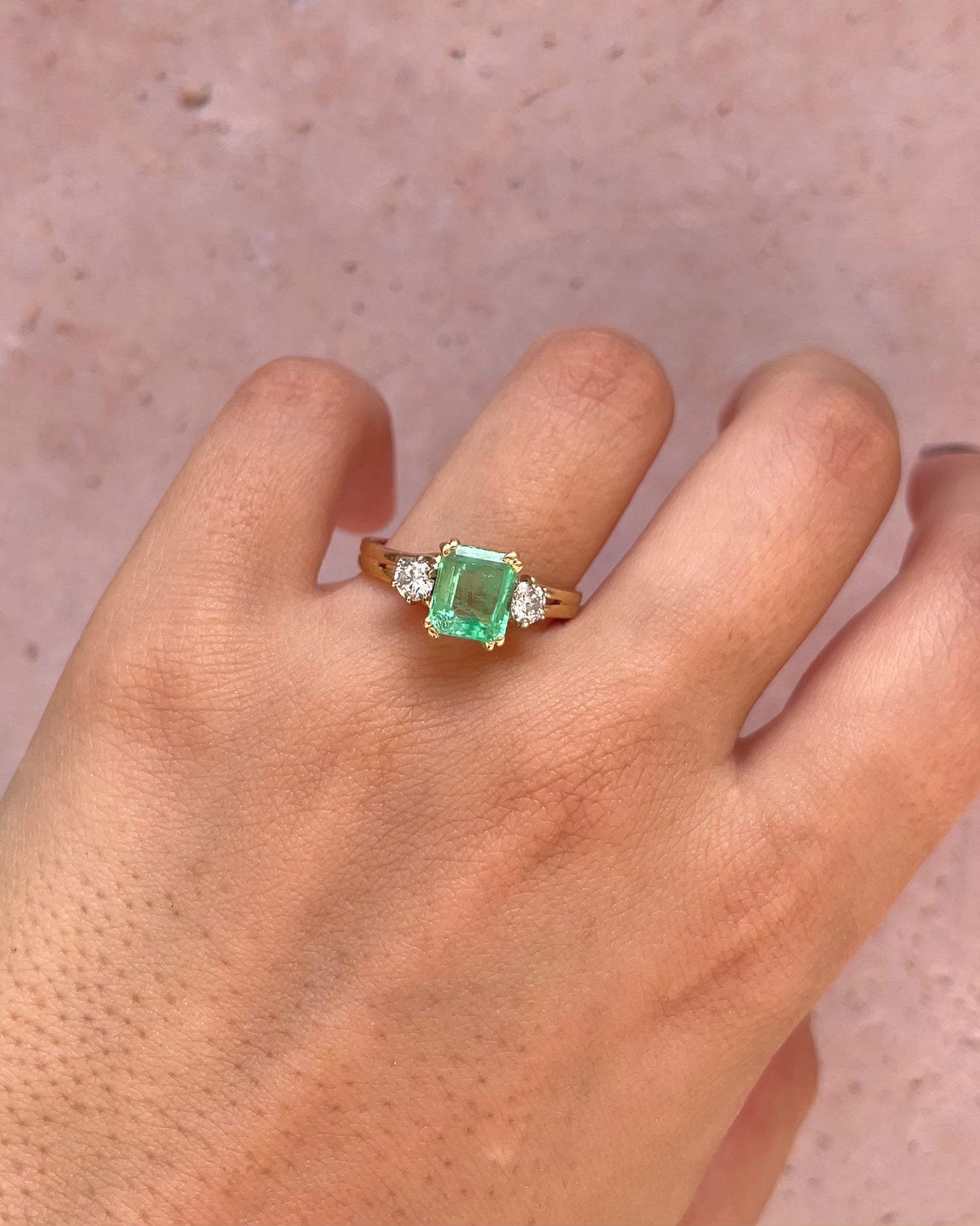 Emerald Trilogy Ring 1.60 carat &amp; Diamonds 0.40 carat "Charline"