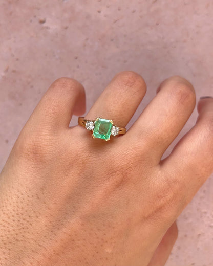 Emerald Trilogy Ring 1.60 carat &amp; Diamonds 0.40 carat "Charline"