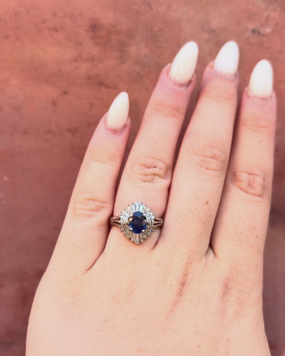 Bague Marguerite Saphir 0.85 carat &amp; Diamants 0.45 carat "Fanny"